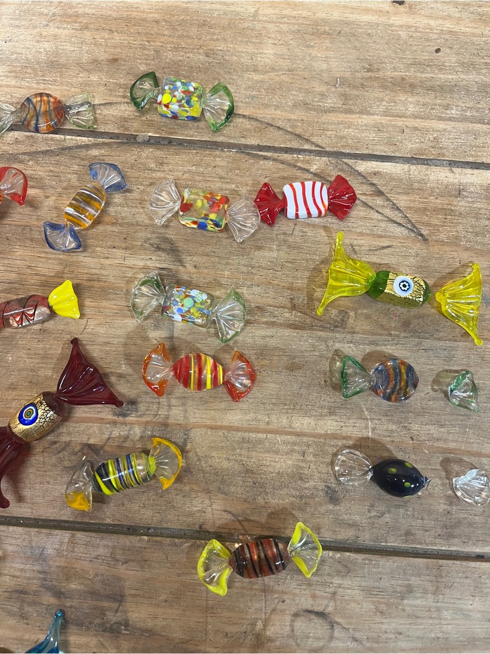 Handmade Glass Candy Collection in Heart Bowl | Murano Style Millefiori Decor - Picture 3 of 7